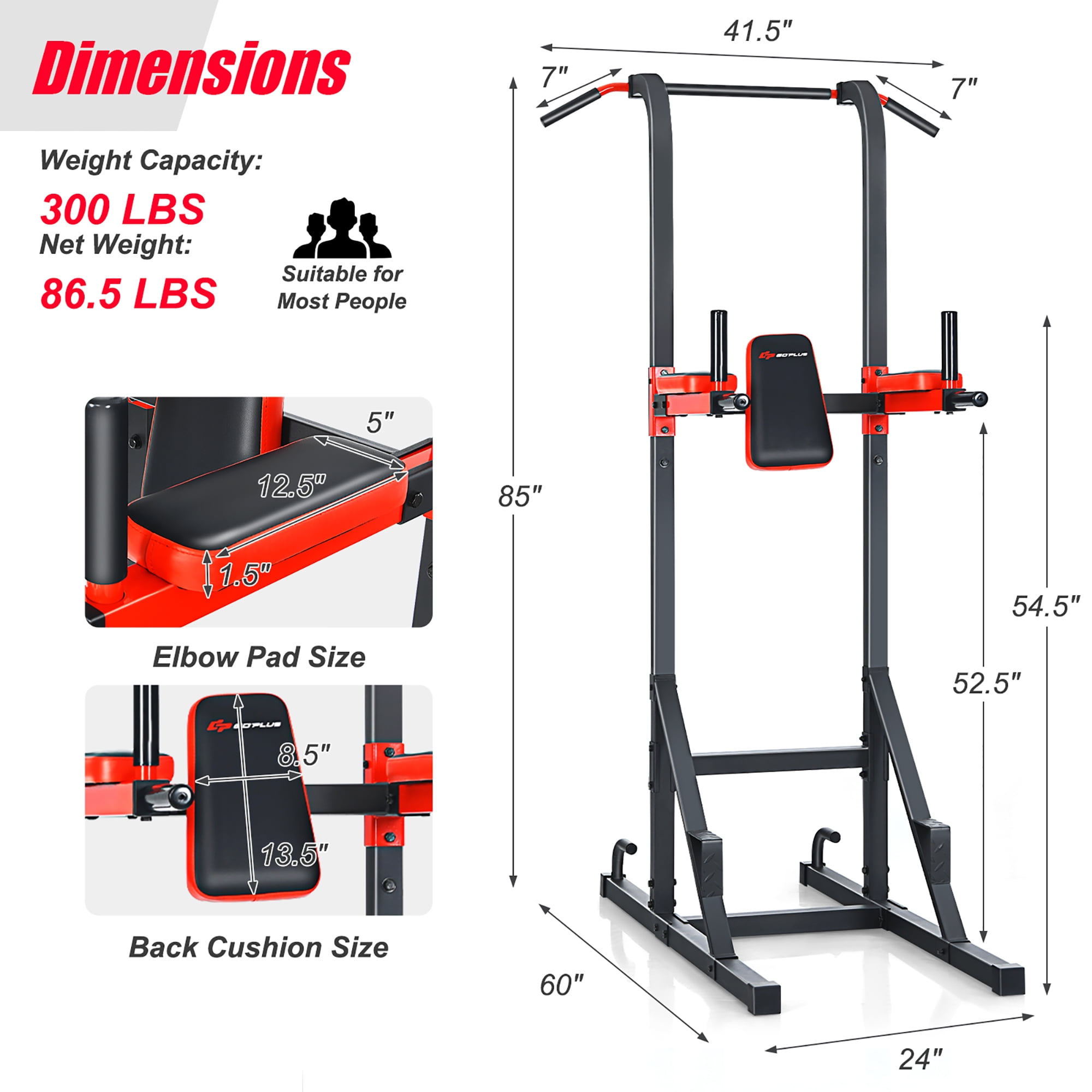 Costway Multi-function Power Tower Pull Up Bar Dip Stand Home Gym Full-body  Workout : Target