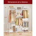 thumbnail image 2 of Sakugi Clothes Rack - Rustproof Steel Clothing Racks for Hanging Clothes with Leveling Feet & Wall Anchor Kit, Wardrobe Closet for Bedroom, Living Room, Laundry, 63" x 12.6" x 71.7", White, 2 of 4