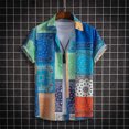 thumbnail image 4 of Camisas De Vestir Para Hombre Slim Fit Camisa informal de manga corta con botones y estampado de solapa suelta para hombre, Top de verano hawaiano para la playa (Sky Blue, XXL), 4 of 6