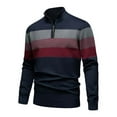 thumbnail image 3 of SERTG Men's Casual Knit Sweater Fall Winter Thermal Soft Stand Collar Half Zip Front Long Sleeve Pullover Top(Navy,L), 3 of 3