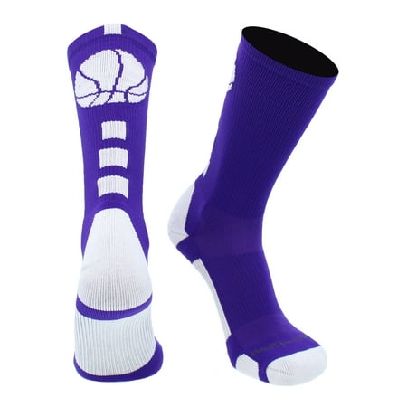 

Basketball Socks with Basketball Logo Crew Socks (Purple/White Small)