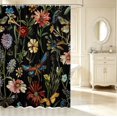 thumbnail image 2 of Erosebridal Boho Dragonfly Shower Curtain 72Wx72L,Cartoon Floral Bathroom Curtain,Black Green, 2 of 5