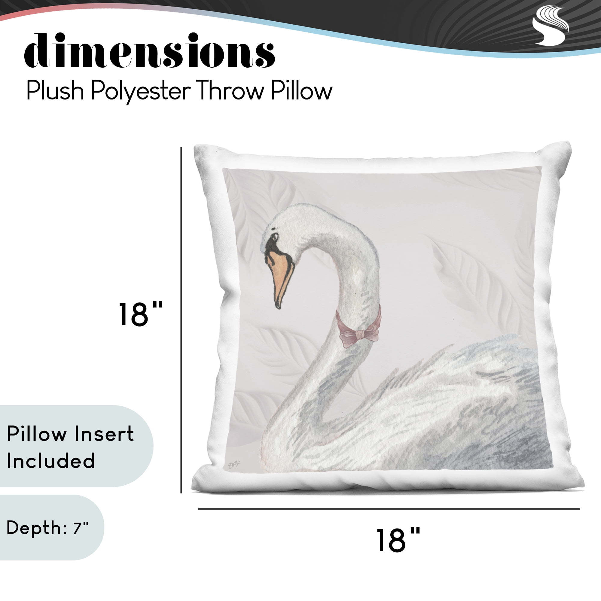 Stupell Industries Soft Classic Swan & Bow Decorative Printed Throw Pillow, design by Elizabeth Medley
