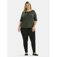 thumbnail image 2 of Terra & Sky Women’s Plus Thermal Henley Top with Long Sleeves, Size 0X-4X, 2 of 5