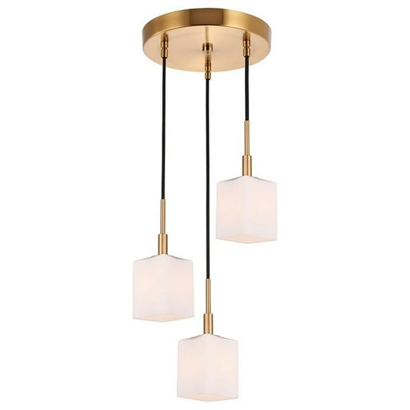 Woodbridge Lighting Langston 3-Light Transitional Metal Cluster Pendant in Brass