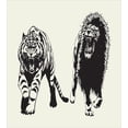 thumbnail image 3 of Lion Duvet Cover Set, Angry Animal Tiger Maned Hunting Sketch Drawing Print on Muted Background, Decorative 2 Piece Bedding Set with 1 Pillow Shams, Twin Size, Charcoal Grey Coconut, by Ambesonne, 3 of 3