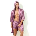 thumbnail image 2 of Ketyyh-chn99 Mens Robe with Hood Men Bathrobe Solid Color Thin Short Sleeve Simple Loose Bathrobe Plus Size Size for L,H, 2 of 4
