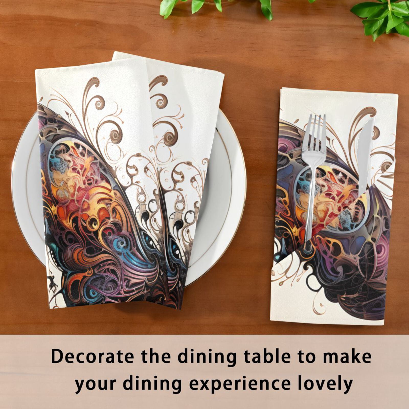 JSTEL Butterfly Punk Cloth Napkins Set of 6, 20x20 Inch Washable and Reusable Napkin for Decoupage Dinner Party Everyday Use