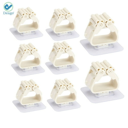 

Deago 8 PCS Self Adhesive No Drilling Anti-Slip Broom Hook Mop Holder Grippers for Home Kitchen and Wardrobe (White)