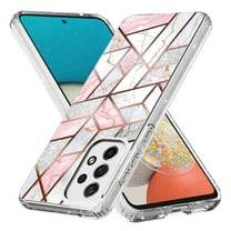 Samsung Galaxy A33 5G Case, Rosebono Hybrid Bling Glitter Sparkle Laser Pink Polygon Geometric Marble Graphic Cover Case for Samsung Galaxy A33 5G