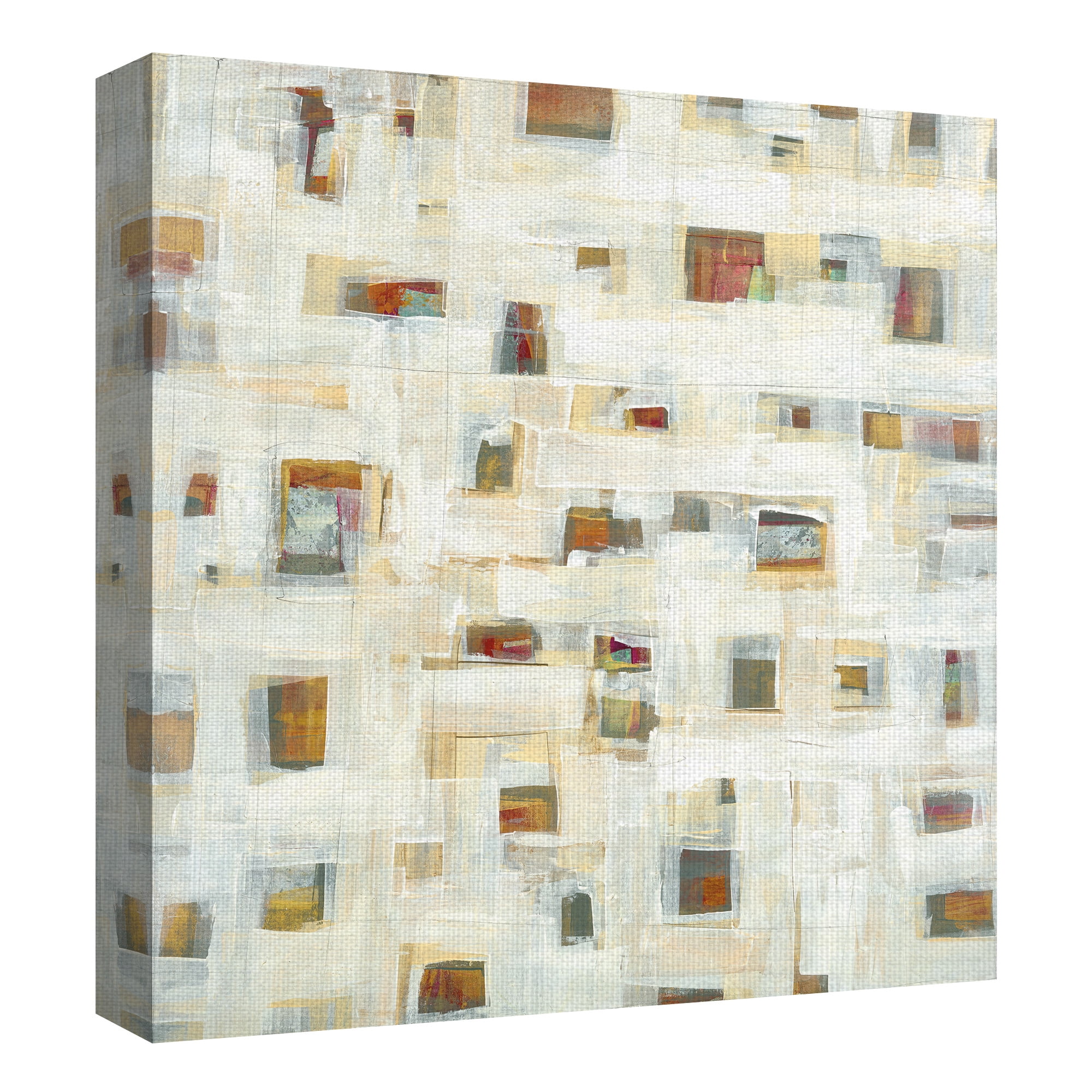 Masterpiece Art Gallery Library Abstract Squares by Maeve Harris Canvas Art Print 24" x 24"