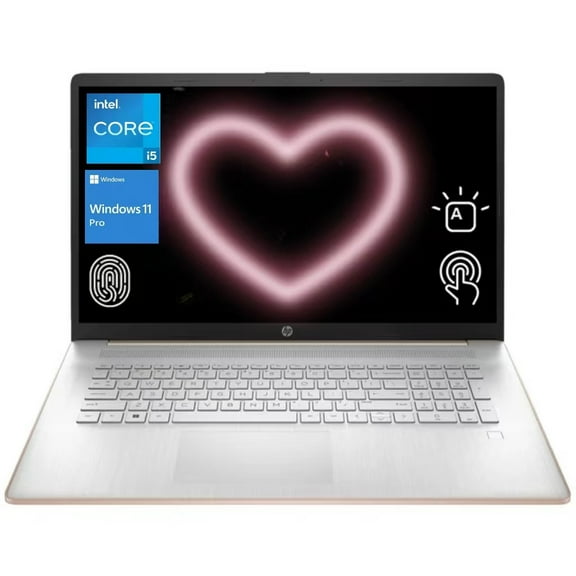 New HP Essential 17t-cn300 Laptop, 17.3" HD Touchscreen 60Hz, Intel Core i5-1335U, Intel Iris Xe Graphics, 32GB RAM, 1TB SSD, Webcam, HDMI, Backlit Keyboard, Wi-Fi 6, Windows 11 Pro, Pale Rose Gold