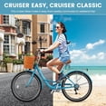 thumbnail image 4 of Lilypelle 24/26inch Beach Cruiser Bicycle for Women, 7 Speed Step Through Adult Commute Bike with Basket & Rack，Blue, 4 of 14