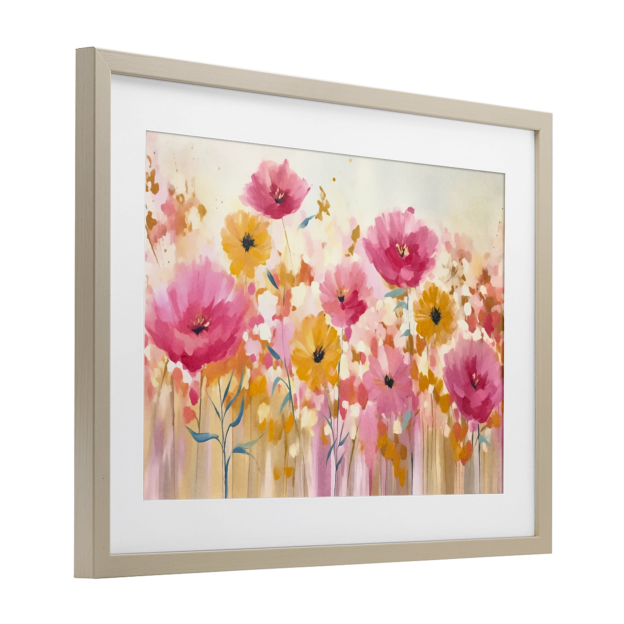 Stupell Industries Blooming Whimsy Pink & Yellow Birch Framed Print Under Glass, design by Andrea Haase