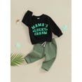 thumbnail image 3 of Suealasg Toddler Baby Boys Ireland Festival 2pcs Clothes Long Sleeve Crew Neck Letters Shamrock Sweatshirts + Long Pants Sets 6M 1T 2T 3T Kids Boys Spring Saint Patrick's Day Outfits, 3 of 9