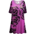 thumbnail image 1 of Plus size 3x Tall Womens Short Sleeve Black PInk Rose Tunic Tops Casual Loose Fitting Flowy Shirts Blouses, 1 of 4