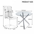 thumbnail image 3 of Sumdeal 5-Piece Round Glass Dining Table Set with 4 White PU High-Back Chairs, 3 of 8