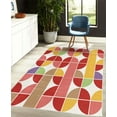 thumbnail image 4 of Retro Decorative Rug, Pop Art Funky Unusual Geometric Forms Mosaic Style Old Fashioned Graphic, Quality Carpet for Bedroom Dorm and Living Room, 6 Sizes, Ruby White, by Ambesonne, 4 of 4