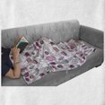 thumbnail image 6 of Emoticon Soft Flannel Fleece Throw Blanket, Memphis Doodle Lip Star Strawberry Speech Bubble on Stripe Pattern, Cozy Plush for Indoor and Outdoor Use, 70" x 90", Pale Grey White Magenta, by Ambesonne, 6 of 6