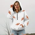thumbnail image 2 of felwors Womens Game Day Sweatshirts Football Sequin Hoodies Tailgate Outfits Long Sleeve Zipper Sweaters with Pocket White, XXL, 2 of 4