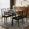 thumbnail image 3 of CazToi 5-Piece Dining Table Set for 4 Wood Rectangular Kitchen Table with 4 Metal Chairs Space-Saving Design, 3 of 9
