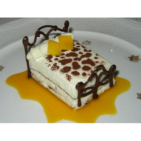 - Canvas Print Cake Sweet Dessert Mango White Chocolate Mousse Stretched Canvas 10 x 14
