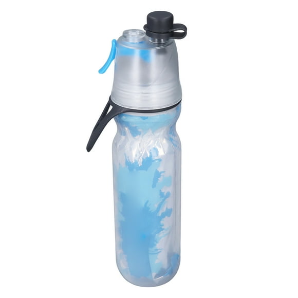 PE Misting Water Bottle, Spray Mist Sports Water Bottle with Double Wall Insulation Carry Loop, Lightweight Reusable Water Bottle for Gym, Travel, Cooling Down
