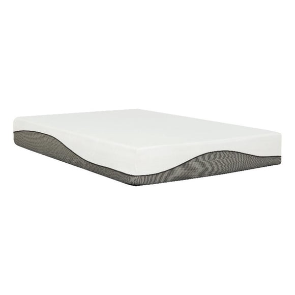 Pemberly Row 10.5" Charcoal Infused Gel Memory Foam Mattress - White Fabric