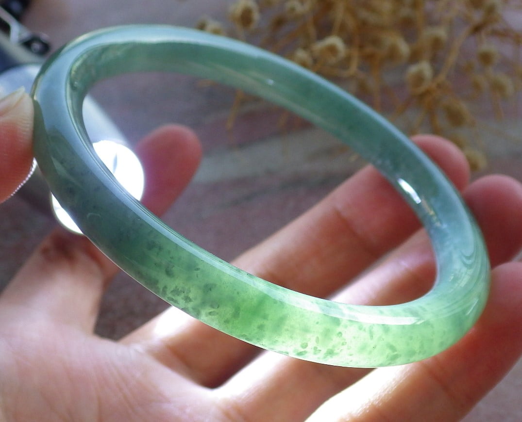 Icy Green Natural A JADE Jadeite Circle Bangle Bracelet 58 mm 683896 TN