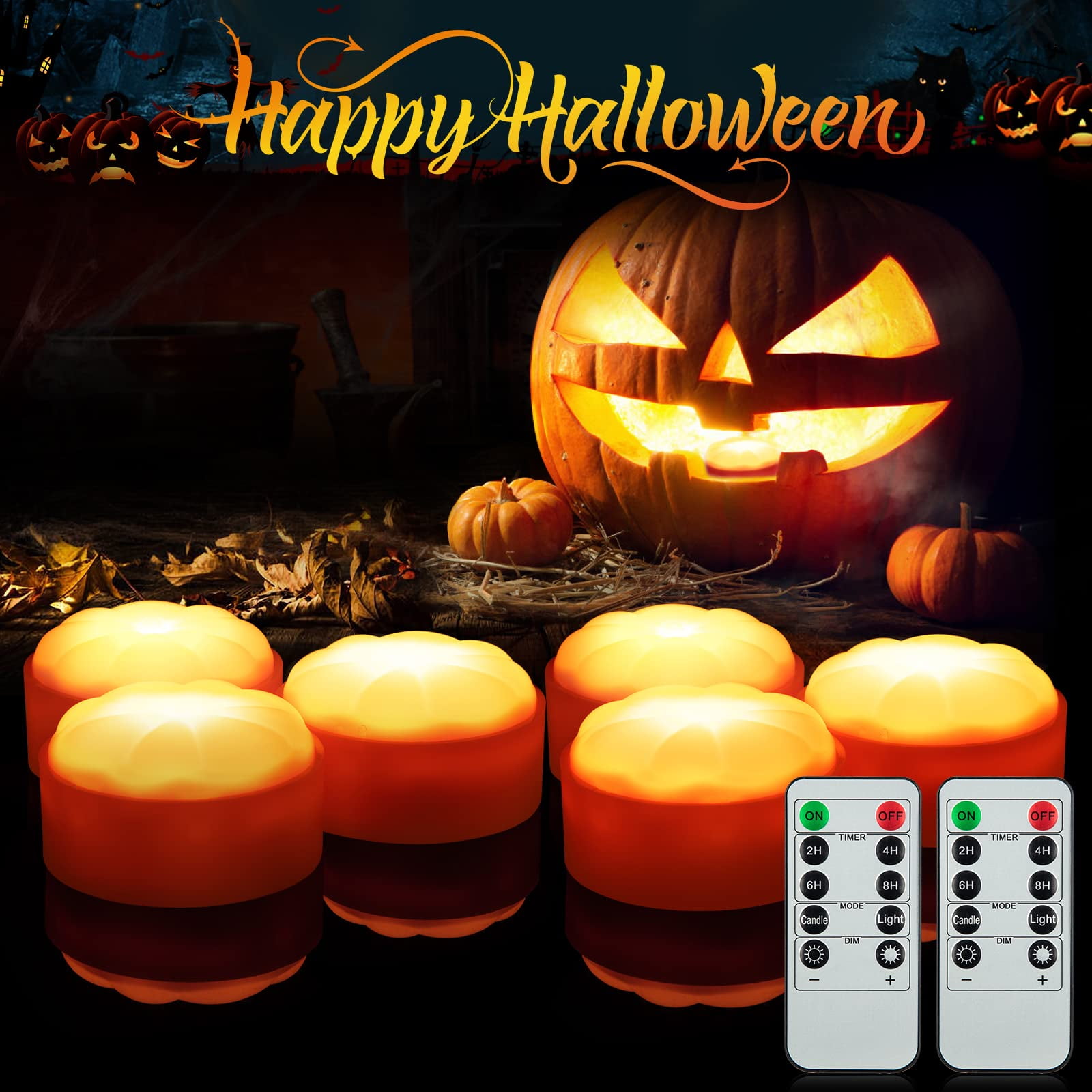 Sakiyr Halloween Pumpkin Lights with Remote, Battery Operated LED