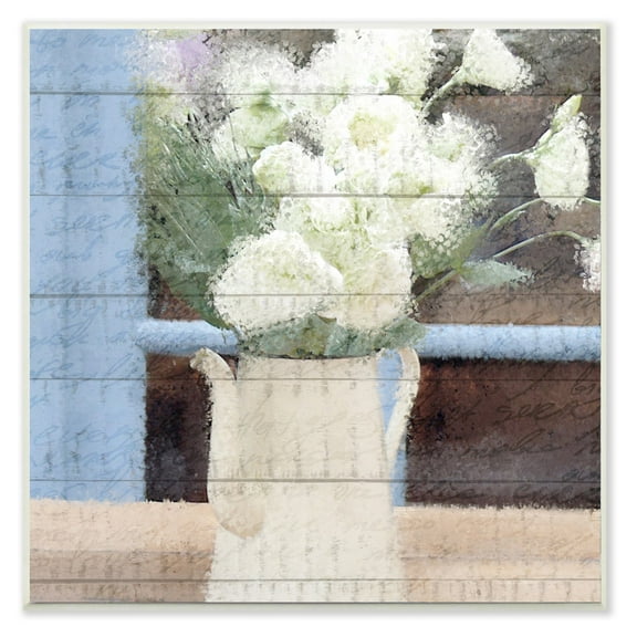 The Stupell Home Decor Collection Painted Watercan and White Flowers Wall Art