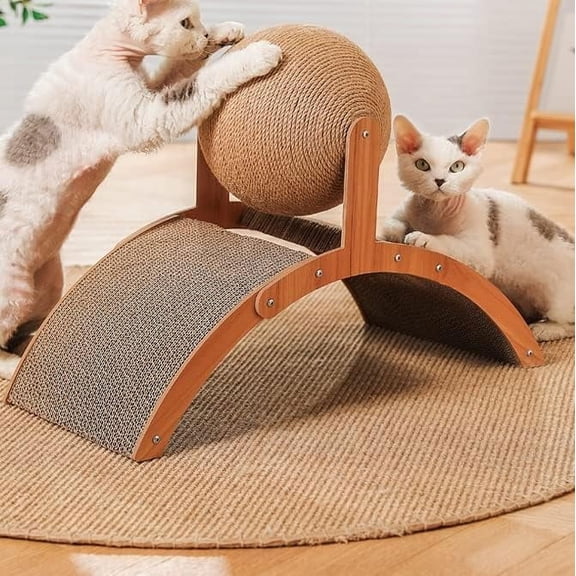 Cat Bunny Toys Scratcher, 2-in-1 Rabbit Kitten Sisal Rope for Scratcher, Cute Scratching Pad Ball with Cardboard, Claw Interactive Toys Nail Scratching Post