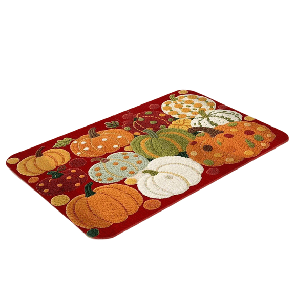 Halloween Pumpkin Door Mat, Absorbent Non-Slip Washable Rug, Fall Front Door Decor for Outdoor Porch Entrance, Seasonal Home Halloween Decoration