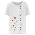 thumbnail image 4 of Fheaev Summer Tops For Women 2024 Women'S Fashion Printed Comfortable Loose Short Sleeve Blouse Button Court Lock Casual Round-Neck Tops, 4 of 4