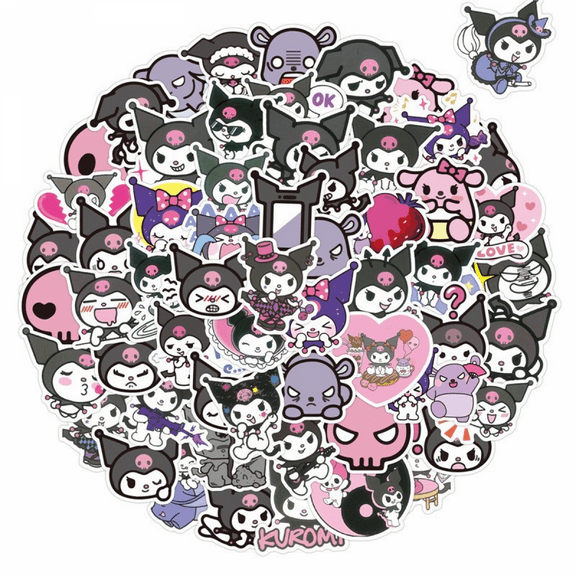 ZHZIYAG 100 Pcs Sanrio Kuromi Sticker for Kids, Cute Cartoon Vinyl Waterproof Stickers for Water Bottle, Skateboard, Phone, Laptop, Bicycle, Travel Case, Girls Boys Classroom Prizes Gift WW728#765