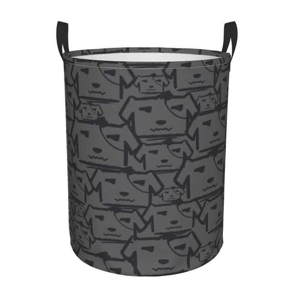 LNWH Laundry Basket, Dog Family Pattern Foldable Laundry Hamper With Handles Waterproof, Small