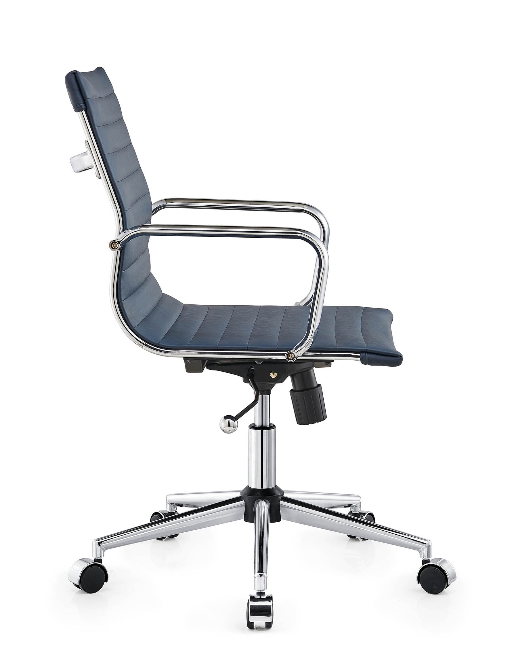 LUXMOD Mid Back Home Office Desk Chair Task Chair with Armrest Swivel Chair in Durable Vegan Leather Ergonomic Desk Chair for Extra Back and Lumbar Support