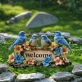 thumbnail image 6 of Todaioua Blue Bird Welcome Sign Figurines and Bird on Stone with Flowers Decorative Figurine, 2D Acrylic Floor Decoration for Gifts for Bird Lovers Indoor/Outdoor Garden Bird Statue,12x8.7 Inch, 6 of 7