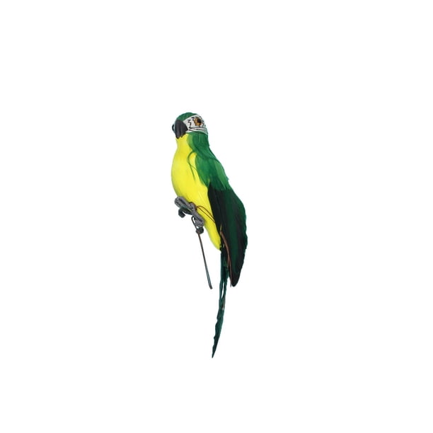 Loro de plumas de imitación, verde, decoración de jardín, pájaro, loro de acero dorado, pájaro, pájaro de plumas, clip de pájaro de espuma, decoración de pájaros