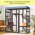 thumbnail image 5 of Kosynda Large Catio Outdoor Cat Enclosure with 5 Platforms, 2 Napping Houses, Wooden Cat House Kitty Cage with Weatherproof Roof for Multiple Cats, Black, 5 of 11
