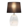 thumbnail image 2 of 17.63" Contemporary Fluted Glass Bedside Table Lamp With Gray Fabric Shade, Clear, 2 of 7