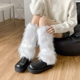 thumbnail image 2 of CYSFASHION Furry Boots for Women Faux Fur Leg Warmers Fluffy Fall Fashion Must Haves Fuzzy Boot White, 2 of 8