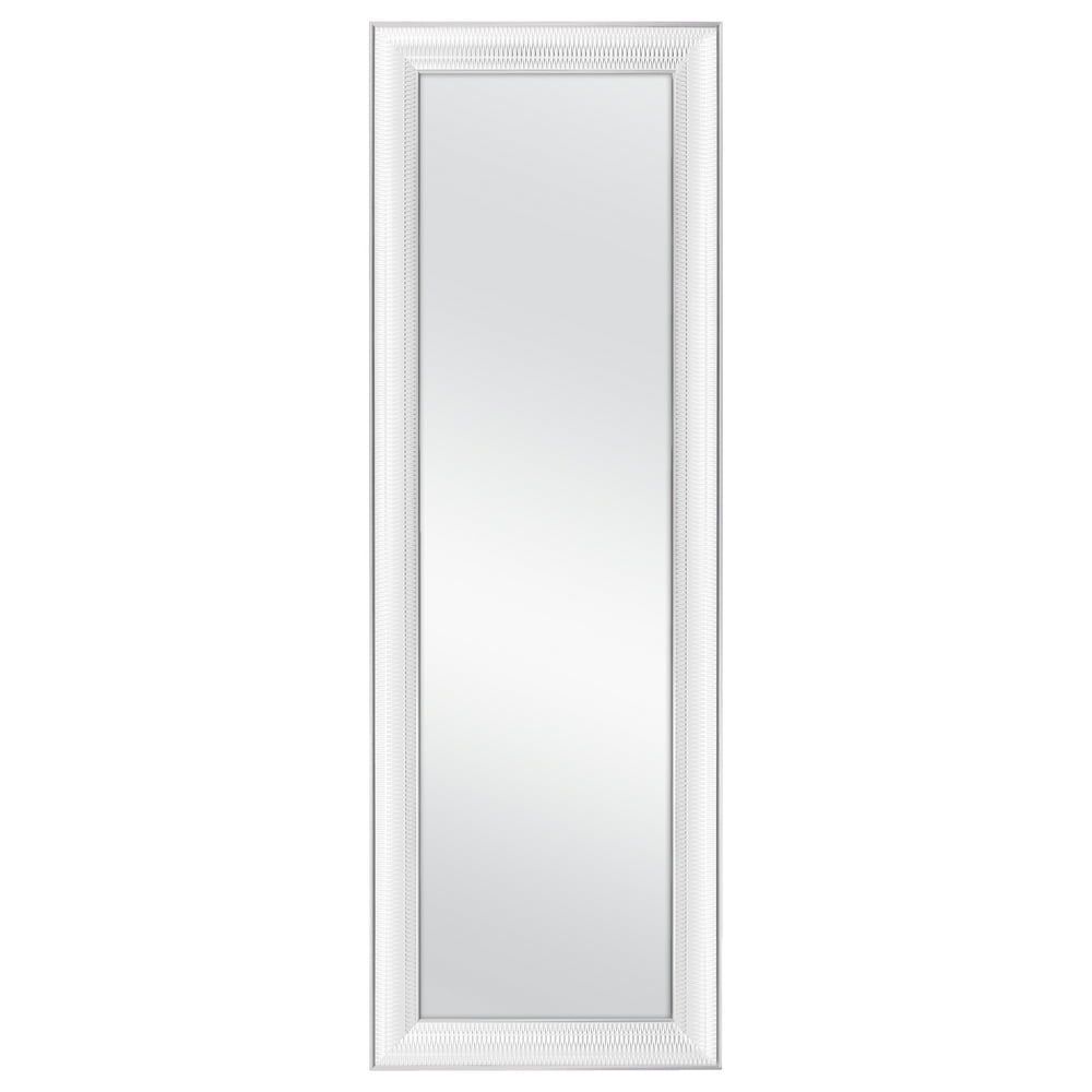 Masterpiece Décor OvertheDoor Framed Mirror Zippered Embossed, 19" X 55", White