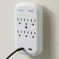 thumbnail image 2 of Hyper Tough USB Outlet Extender with 6 Outlets and USB Ports, 900J Surge Protector, White, 2 of 11