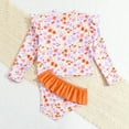 thumbnail image 7 of Linfrsh Toddler Girl Swimsuit Rash Guard Sets 2-Piece Kids Bathing Suits Girls UPF 50+ Summer Tropical Print Girls' Swimwear(Q01-Orange,Size 4-5 T), 7 of 7