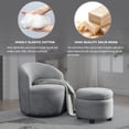 thumbnail image 6 of 24"W Swivel Chair with Storage Ottoman,Teddy Fabric Barrel Chair with Footstool,Single Sofa Chair with Gold Stainless Steel Base, 360° Swivel Round Chair Set for Bedroom,Living Room,Office, 6 of 9