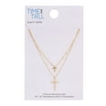 thumbnail image 5 of Time and Tru Adult Women's Gold Tone Cross 2 Row Metal Pendant Necklace, 5 of 5