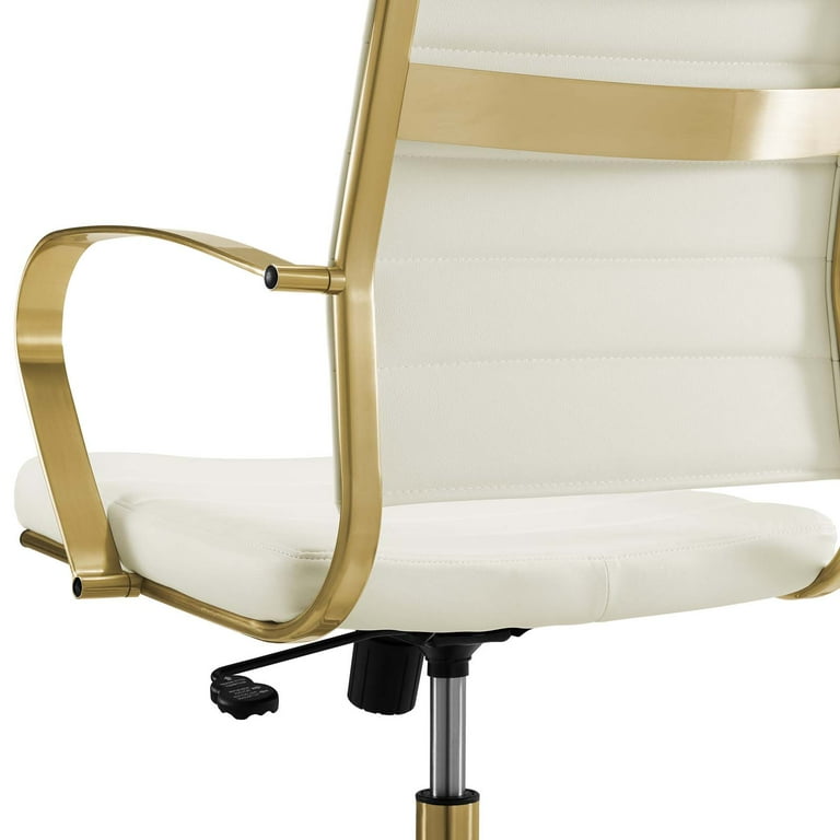 Smart Low Back Office Chair White/Gold 