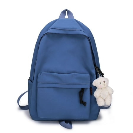 

Toyella Female College Student Solid Color Large Capacity Harajuku Style Backpack Blue Plus Size No Pendant
