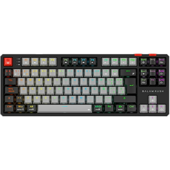 Teclado Gamer Mecanico BALAM RUSH LEVEL PRO GK990 Switch Red Inalambrico USB 2.4 GHz + BT 5.0 Tamaño 80% RGB